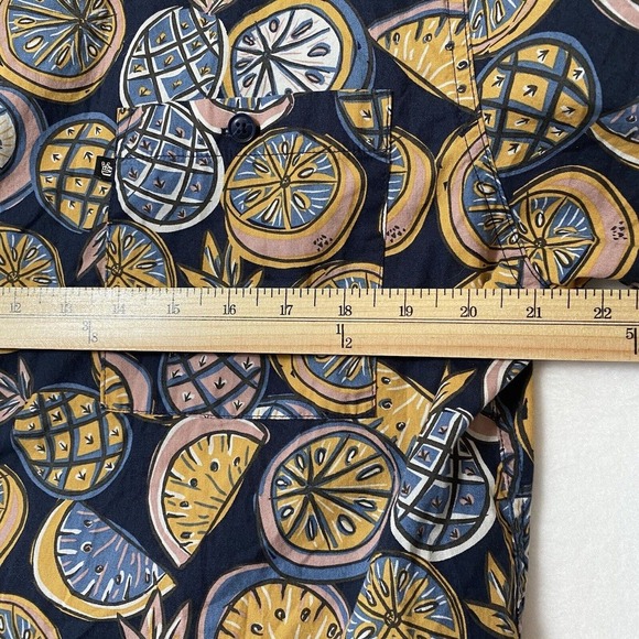 Junk Food Clothing Art Style Navy Pineapple Fruit Button Front Men Shirt Size L - Picture 15 of 16